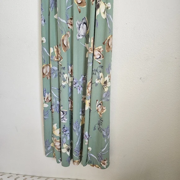 Hello Miz Floral Green Maxi Dress On/Off the shoulder womans XL - Picture 3 of 4